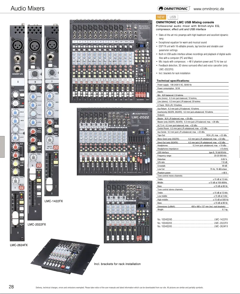 Page 1 de la notice Catalogue Omnitronic LMC-1422FX