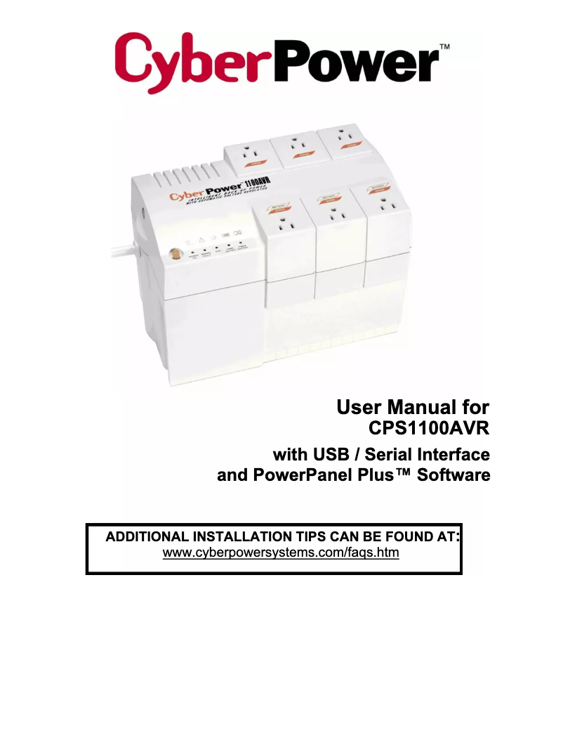 Page 1 de la notice Manuel utilisateur CyberPower CPS1100AVR