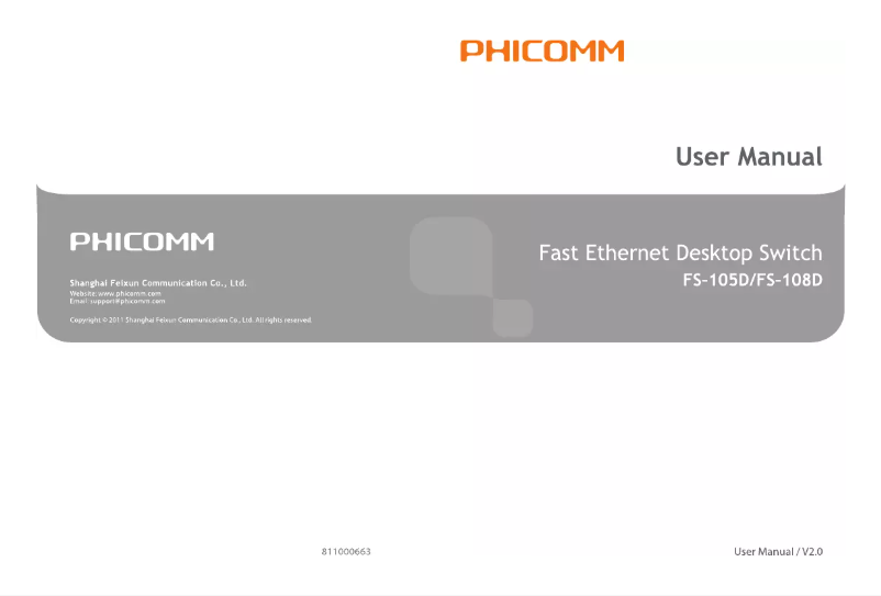 Page n°1 - Manuel utilisateur Phicomm FS-105D