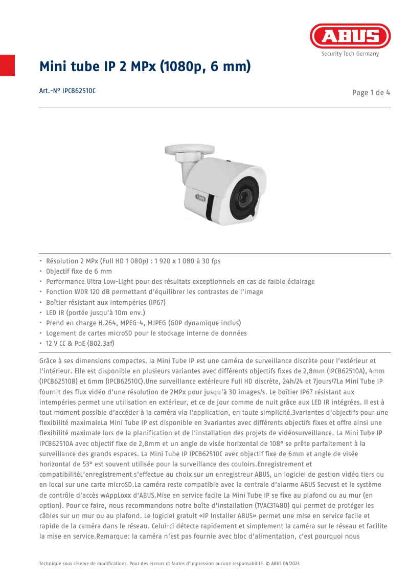 Image de la première page du manuel de l'appareil IPCB62510C