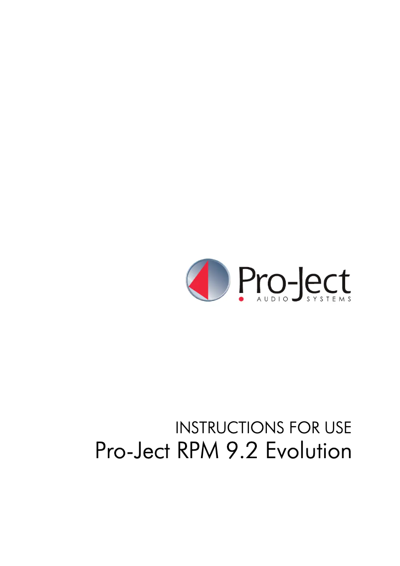 Page 1 de la notice Manuel utilisateur Pro-Ject RPM 9.2 Evolution