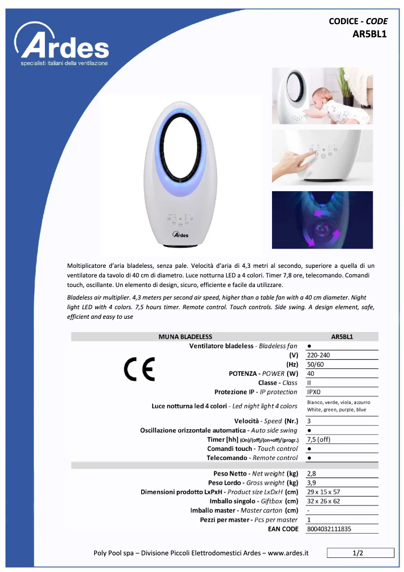 Image de la première page du manuel de l'appareil AR5BL1