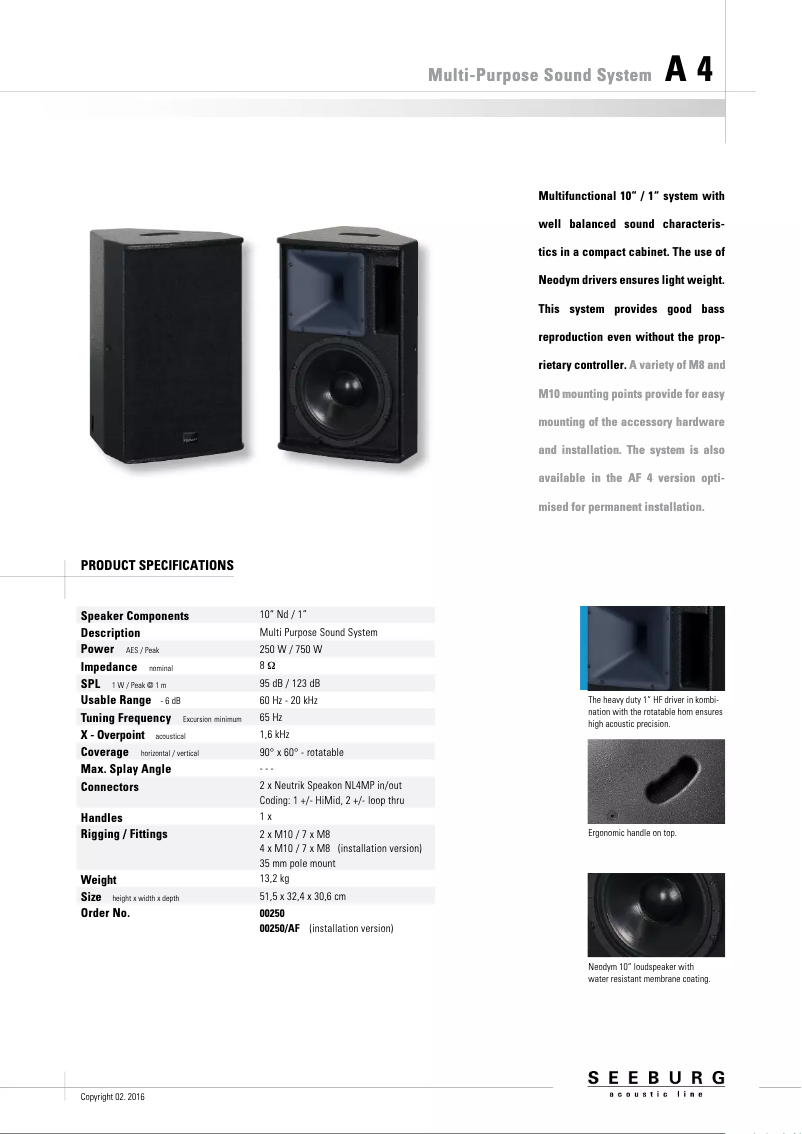 Page 1 de la notice Manuel utilisateur Seeburg A4