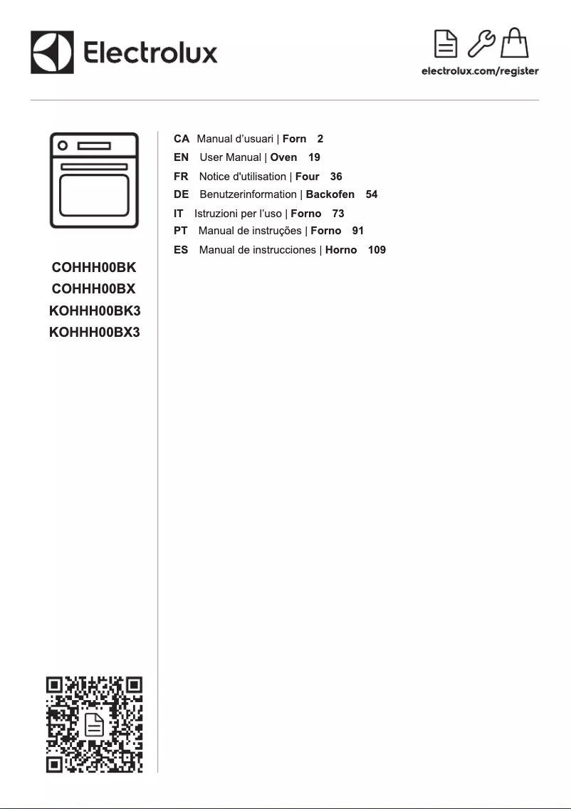 Página 1 del manual Manual de usuario Electrolux COHHH00BK