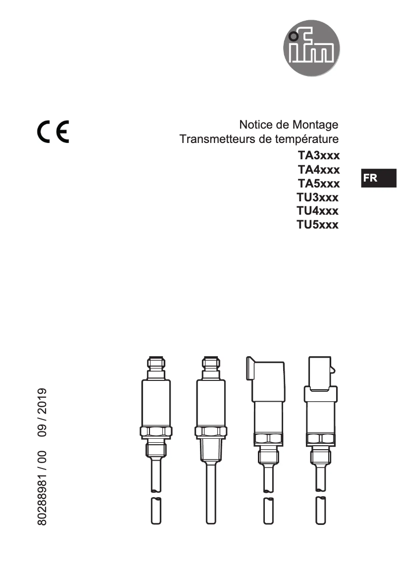 Page 1 de la notice Manuel utilisateur IFM TA3317