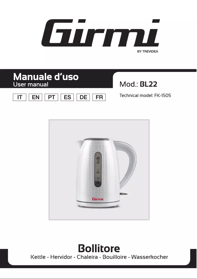 Page n°1 - Manuel utilisateur Girmi BL22