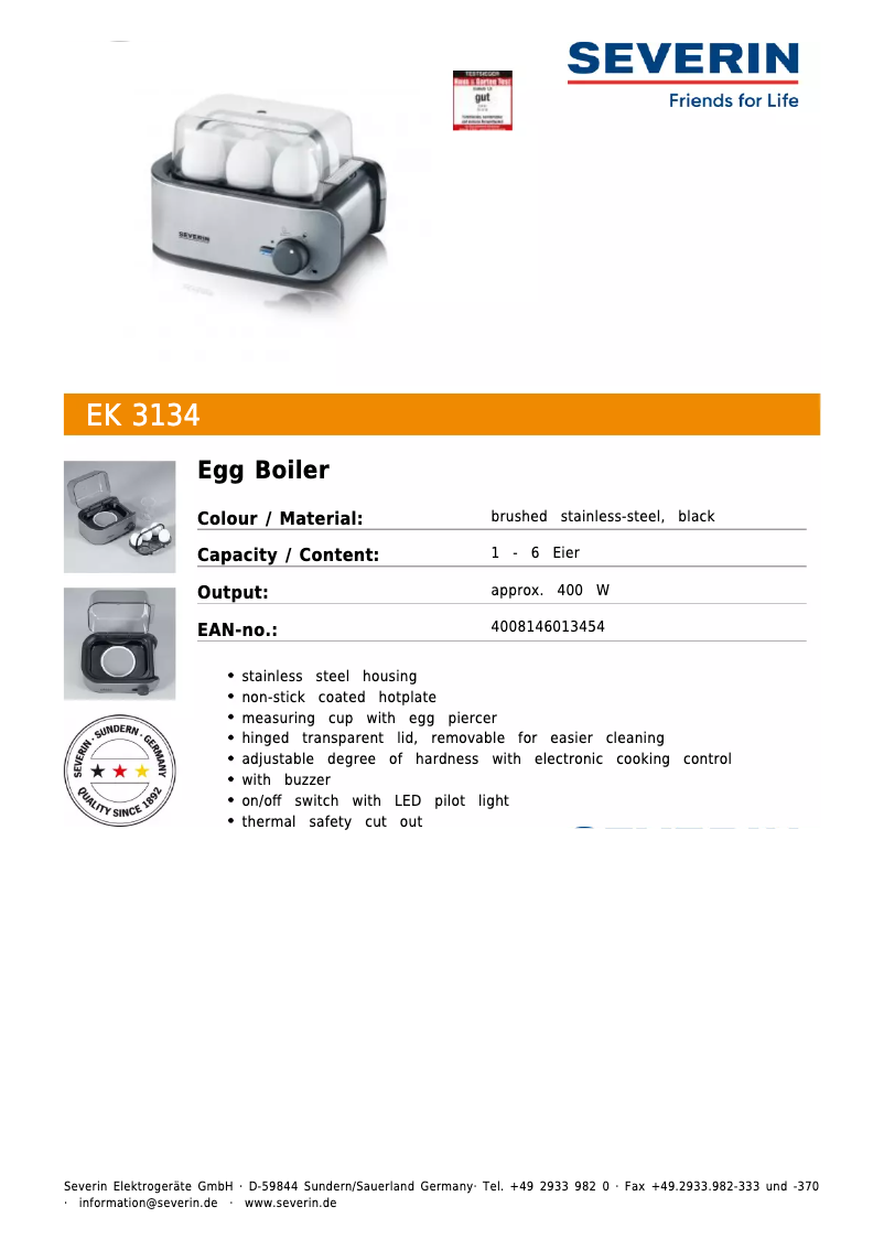 Image de la première page du manuel de l'appareil EK 3134