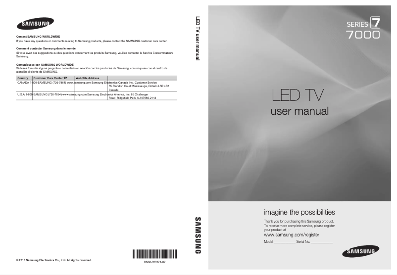 Página 1 del manual Manual de usuario Samsung UN46C7000WF