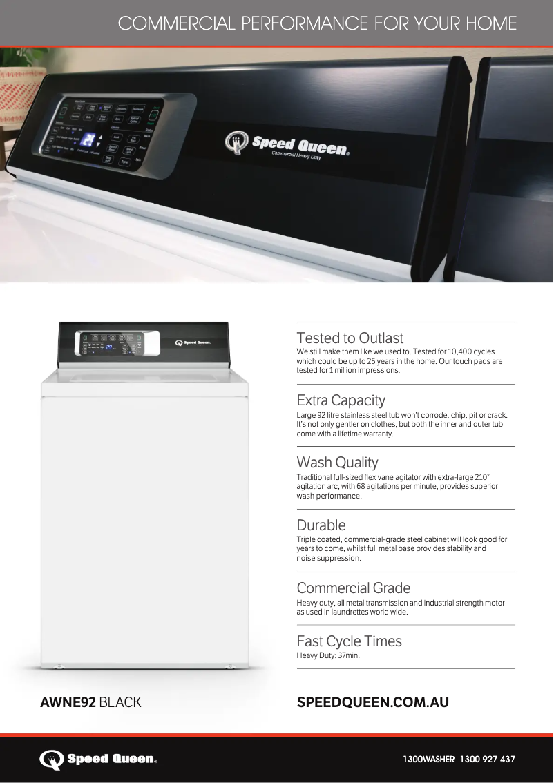 Page n°1 - Fiche technique Speed Queen AWNE92