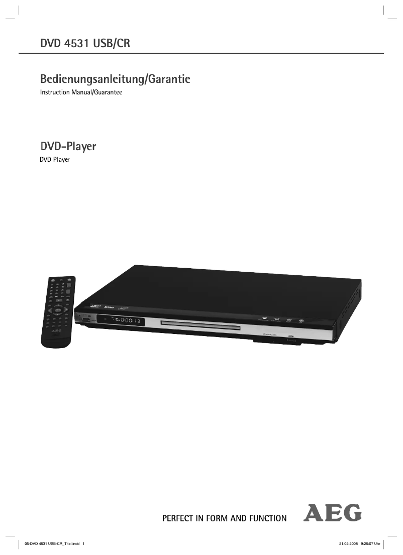 Page n°1 - Manuel utilisateur AEG DVD 4531 CR
