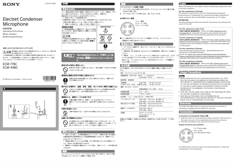Page n°1 - Manuel utilisateur Sony ECM-44BC