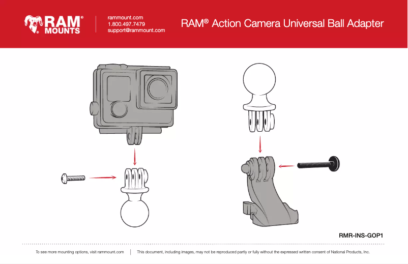 Page 1 de la notice Manuel utilisateur RAM Mount RAM-B-102-GOP1U
