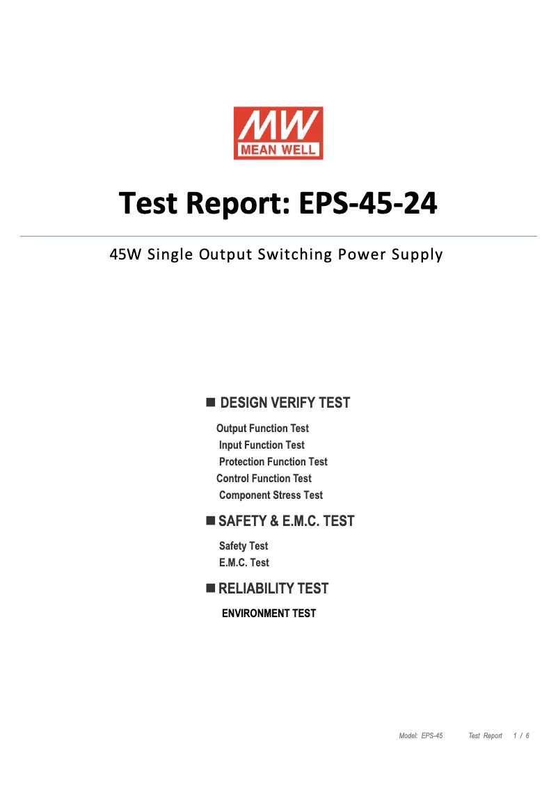 Page n°1 - Fiche technique Mean Well EPS-45-24