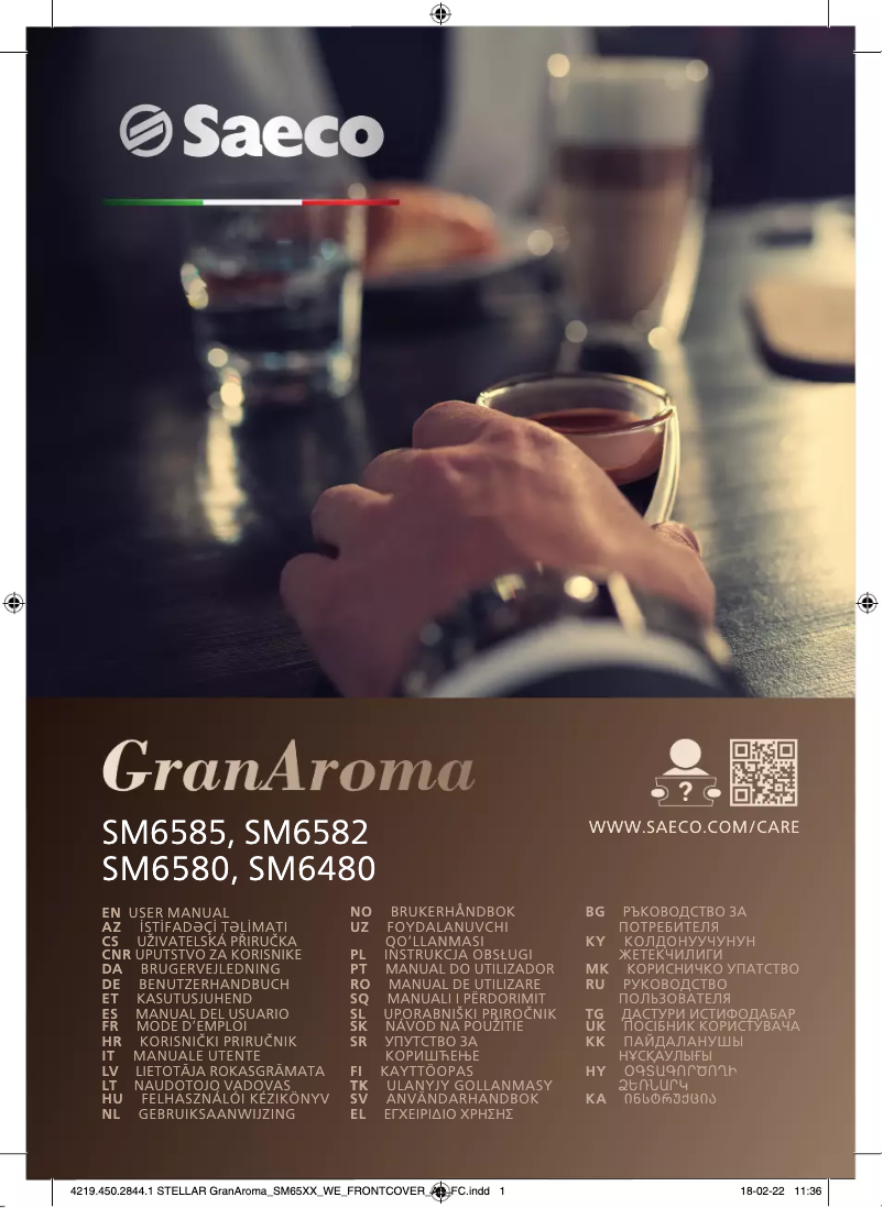 Page n°1 - Manuel utilisateur Philips Saeco Granaroma SM6580