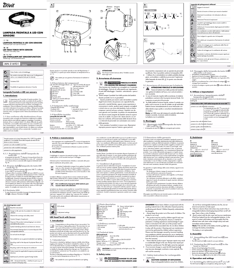 Page n°1 - Manuel utilisateur Crivit IAN 316931