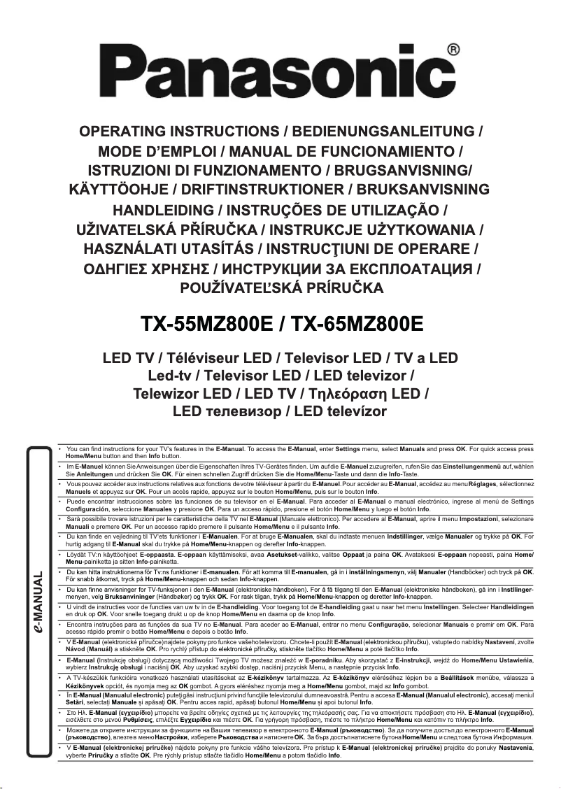 Page 1 de la notice Manuel utilisateur Panasonic TX-65MZ800E