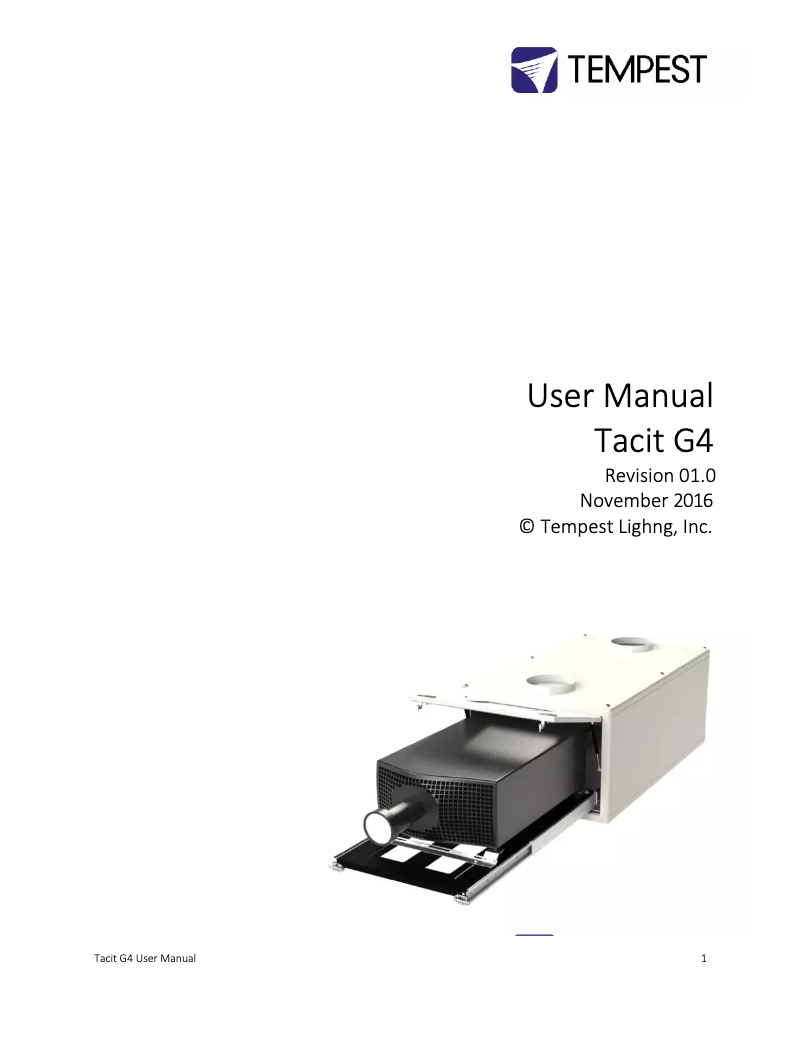Page 1 de la notice Manuel utilisateur Tempest Tacit G4 200