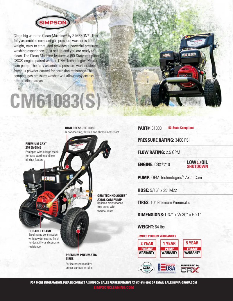 Page 1 de la notice Fiche technique Simpson CM61083-S