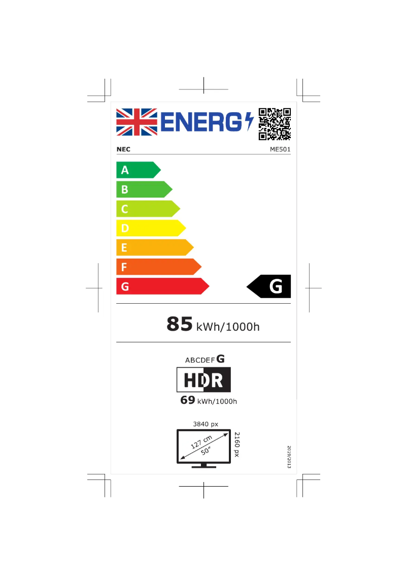 Página 1 del manual Etiqueta energética NEC MultiSync ME501