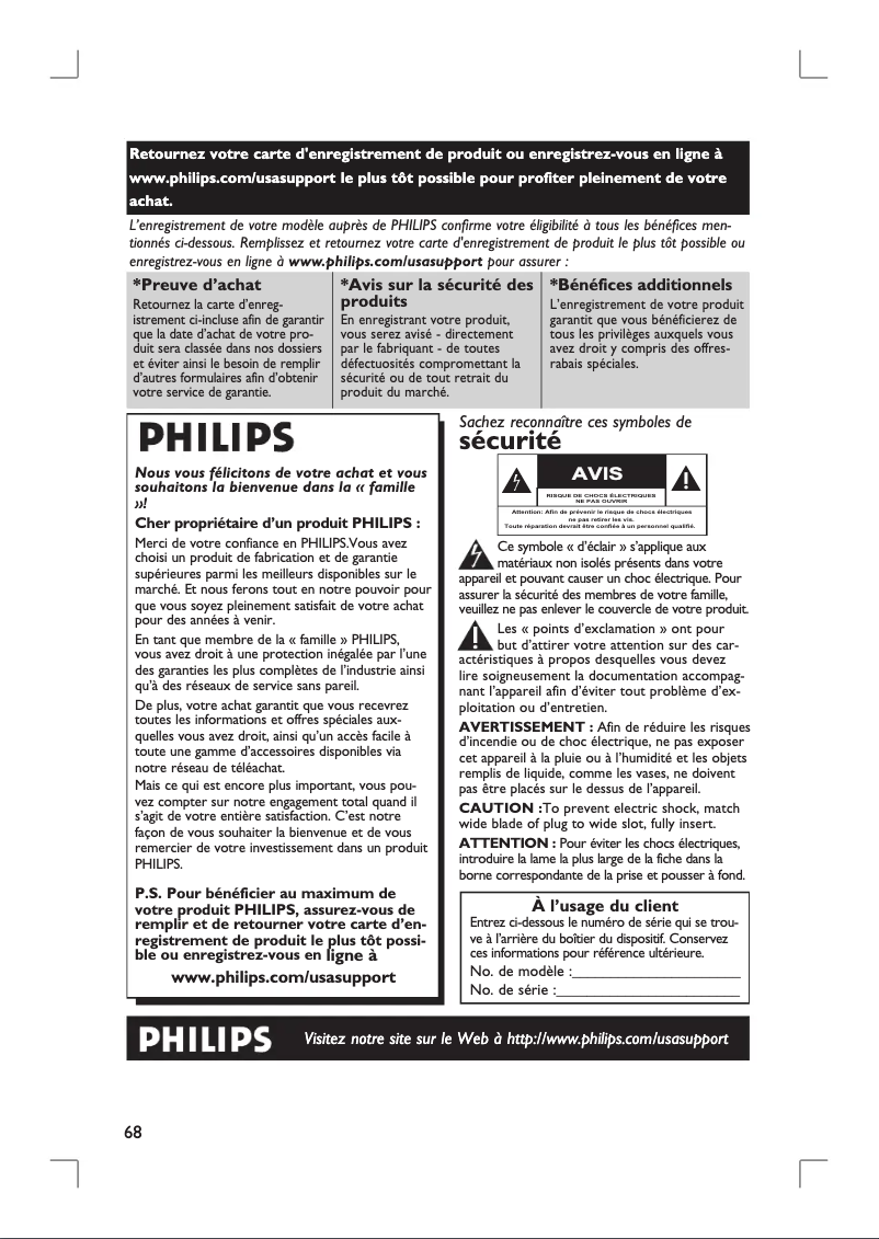 Page 1 de la notice Manuel utilisateur Philips DVDR3390