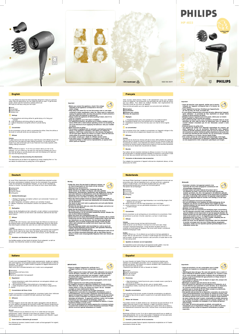 Page n°1 - Manuel utilisateur Philips HP4833