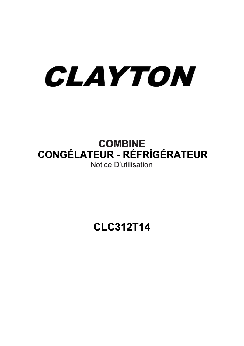 Page 1 de la notice Manuel utilisateur Clayton CLC312T14