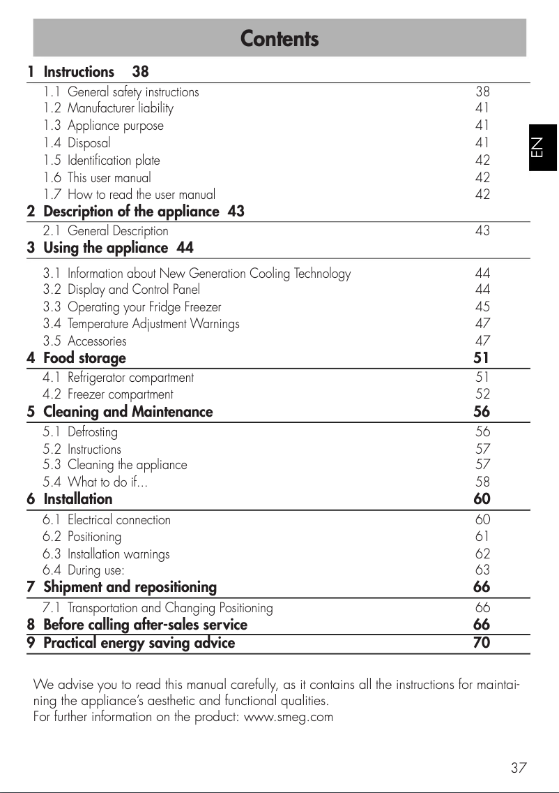 Page n°1 - Mode d'emploi Smeg FA3905RX