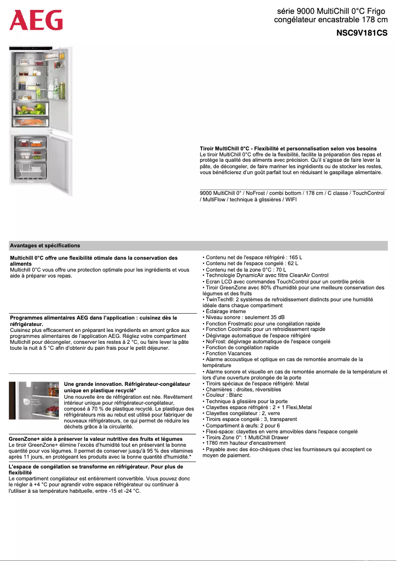 Página 1 del manual Ficha técnica AEG NSC9V181CS