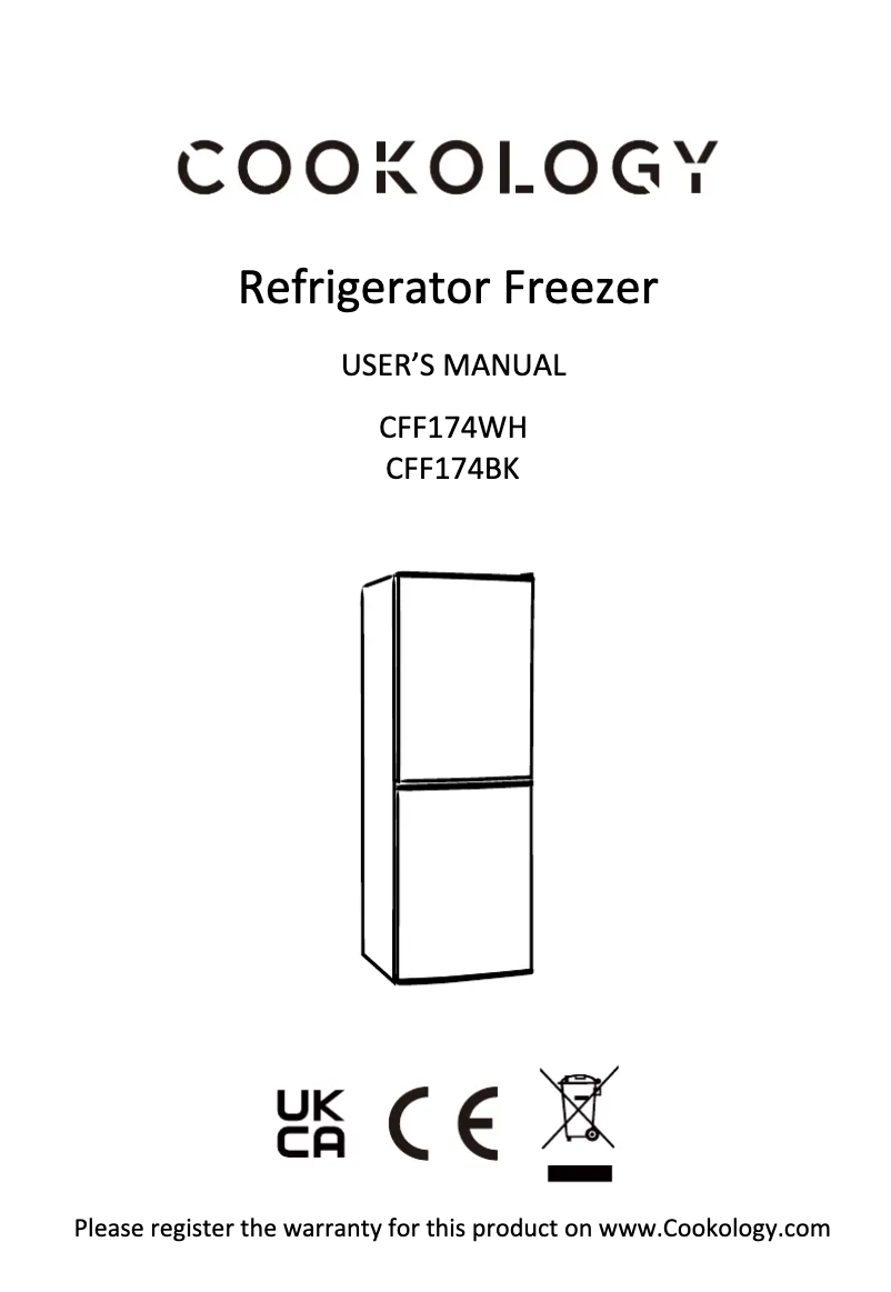Page 1 de la notice Manuel utilisateur Cookology CFF174WH