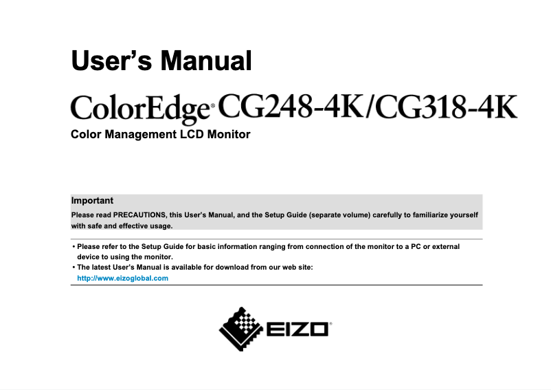 Page 1 de la notice Manuel utilisateur Eizo ColorEdge CG248