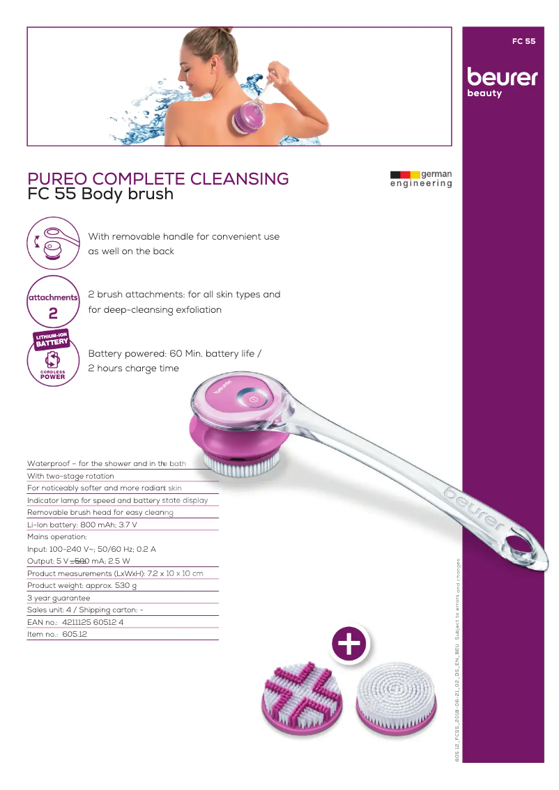 Page n°1 - Fiche technique Beurer FC 55