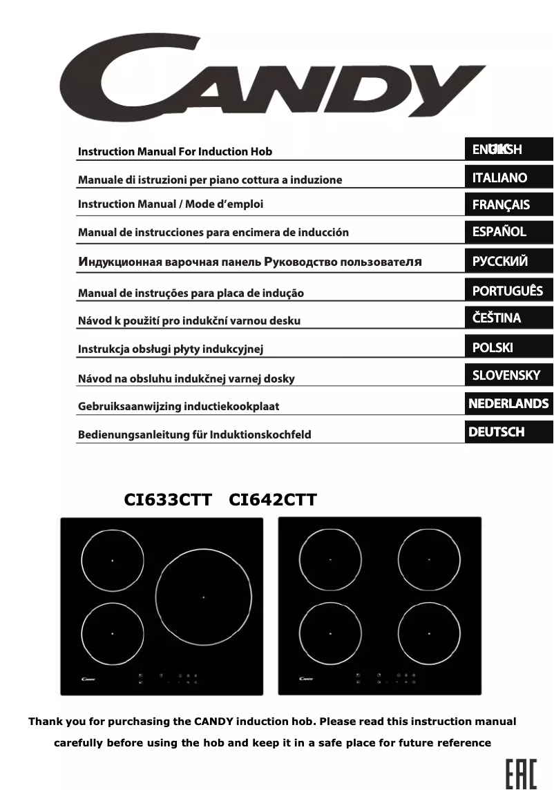 Page n°1 - Manuel utilisateur Candy CI633CTT