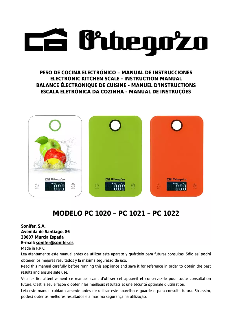 Page n°1 - Manuel utilisateur Orbegozo PC 1022