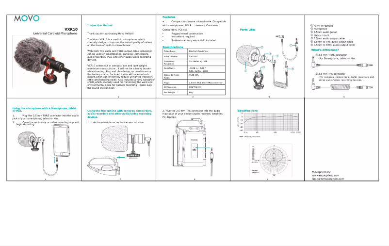 Page 1 de la notice Manuel utilisateur Movo VXR10