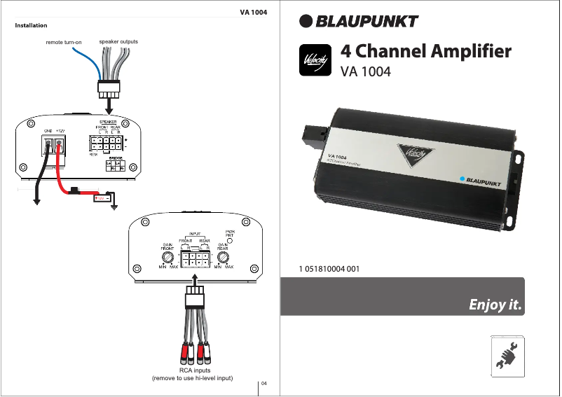 Page n°1 - Manuel utilisateur Blaupunkt VA 1004