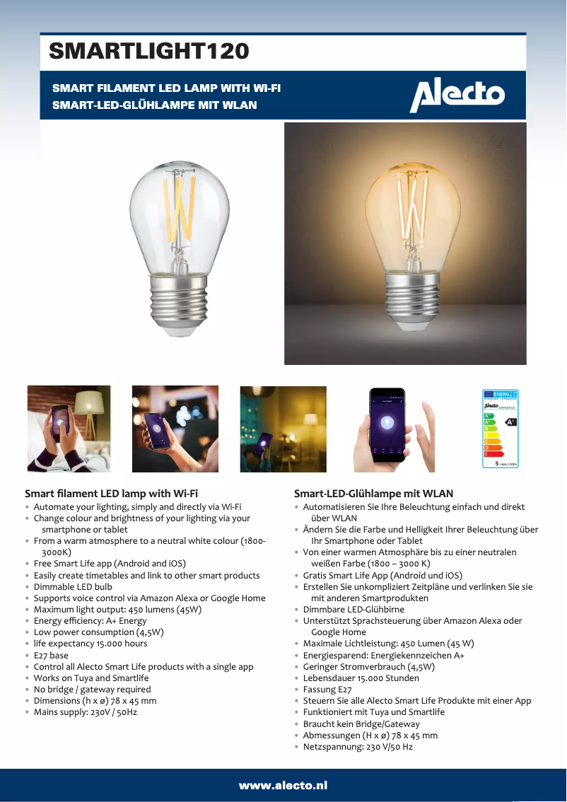 Page n°1 - Manuel utilisateur Alecto SMARTLIGHT120