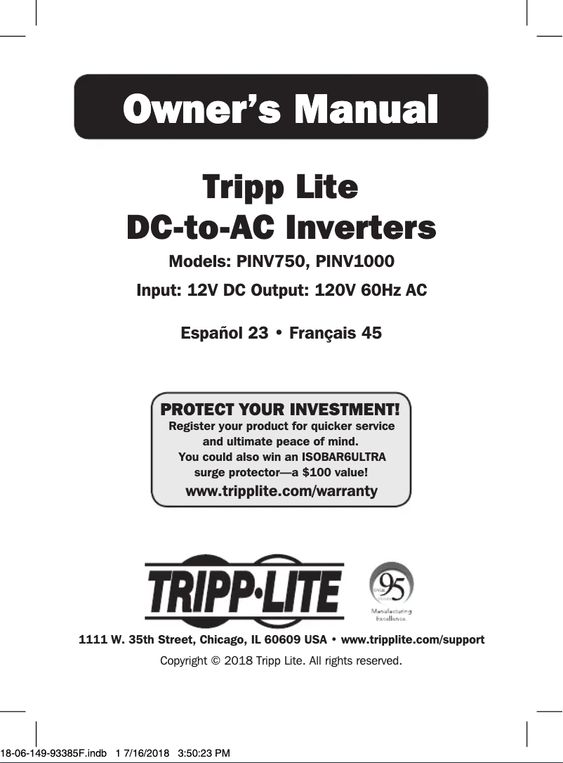 Image de la première page du manuel de l'appareil PINV750