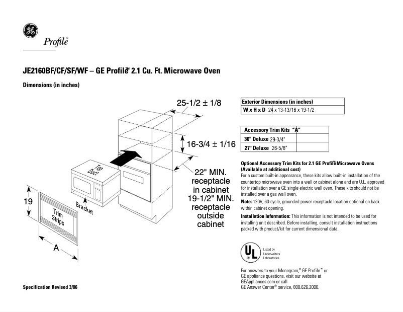 Image de la première page du manuel de l'appareil Profile JE2160BF