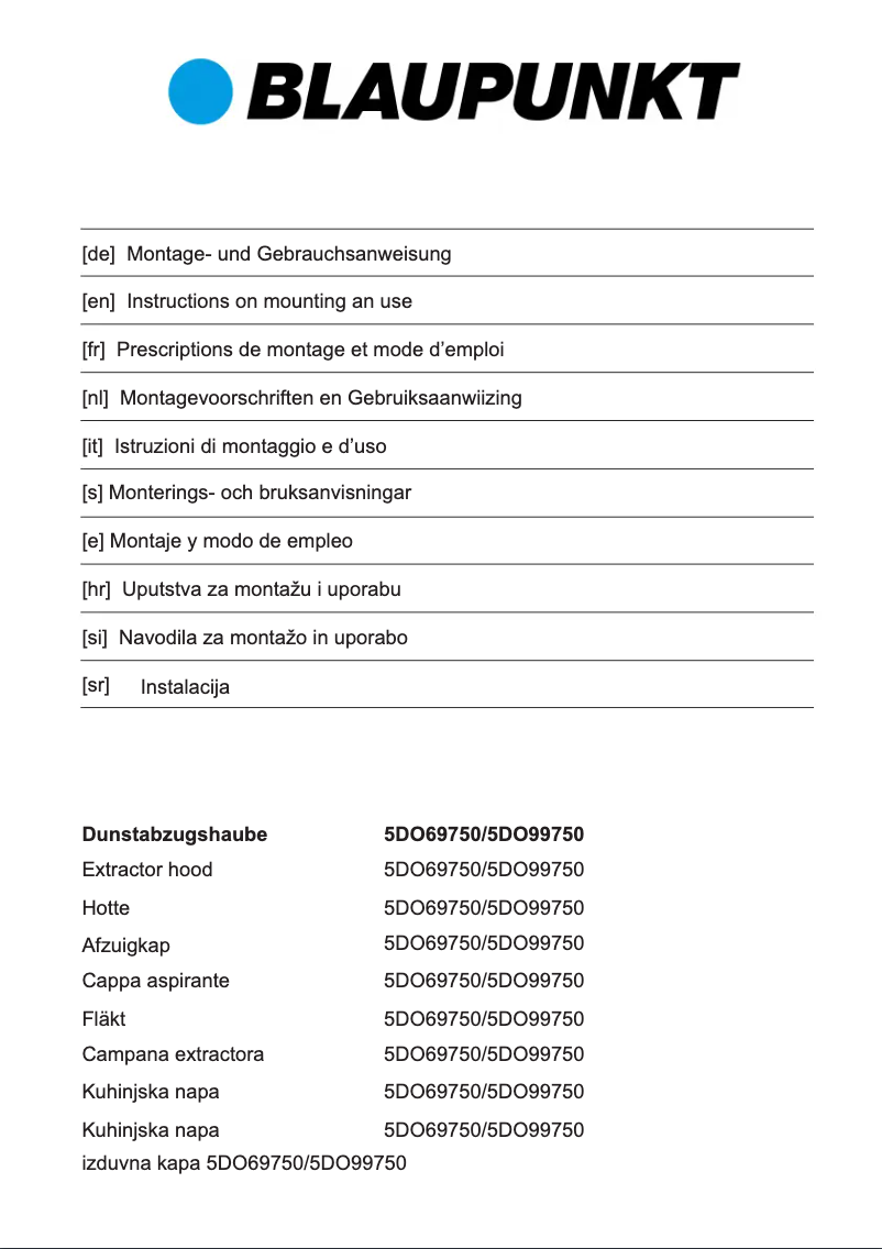 Page 1 de la notice Manuel utilisateur Blaupunkt 5DO69750