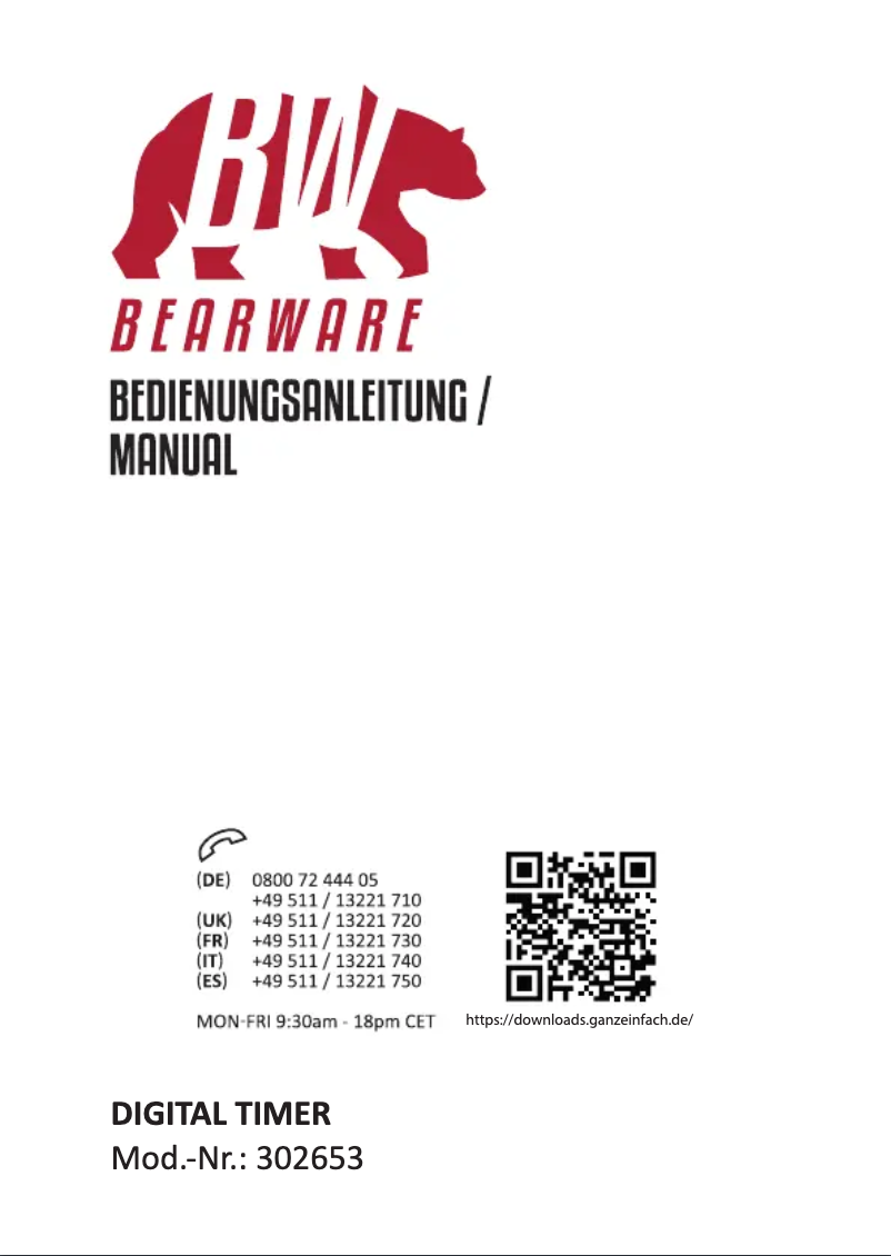 Page 1 de la notice Manuel utilisateur Bearware 302653