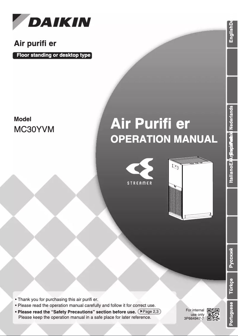 Page 1 de la notice Manuel utilisateur Daikin MC30YVM