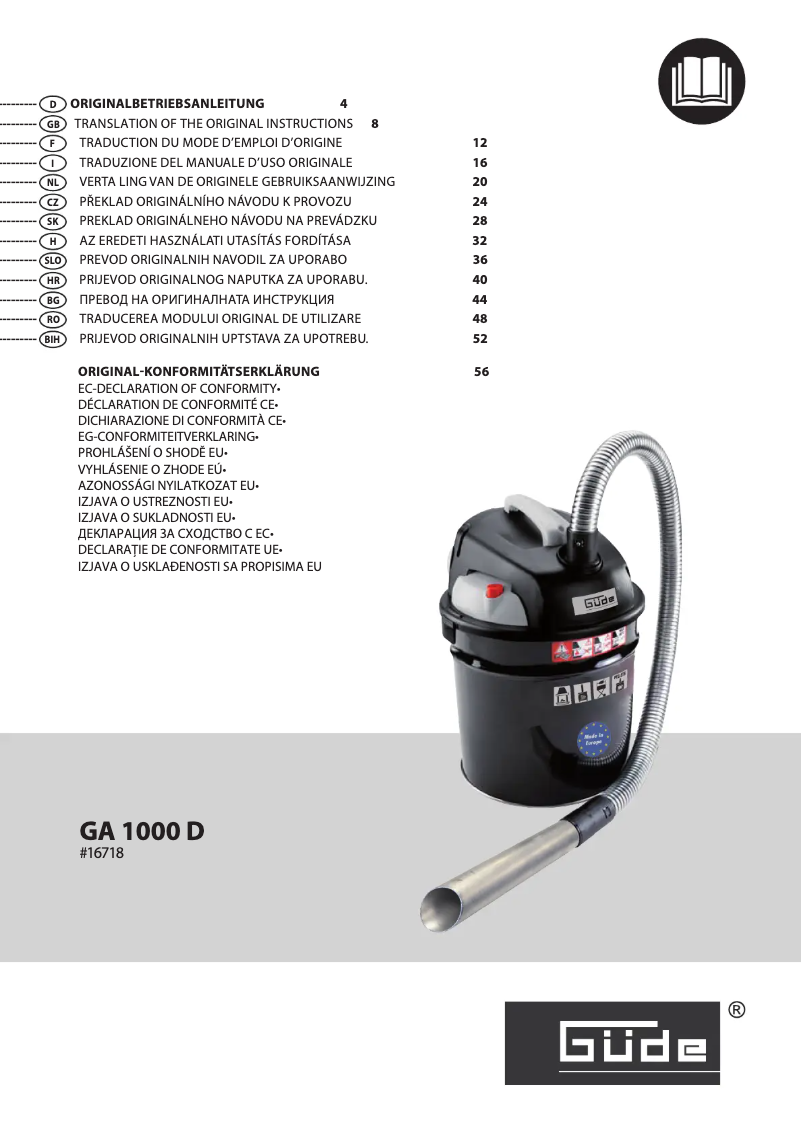 Page 1 of the manual User Manual Güde GA 1000 D