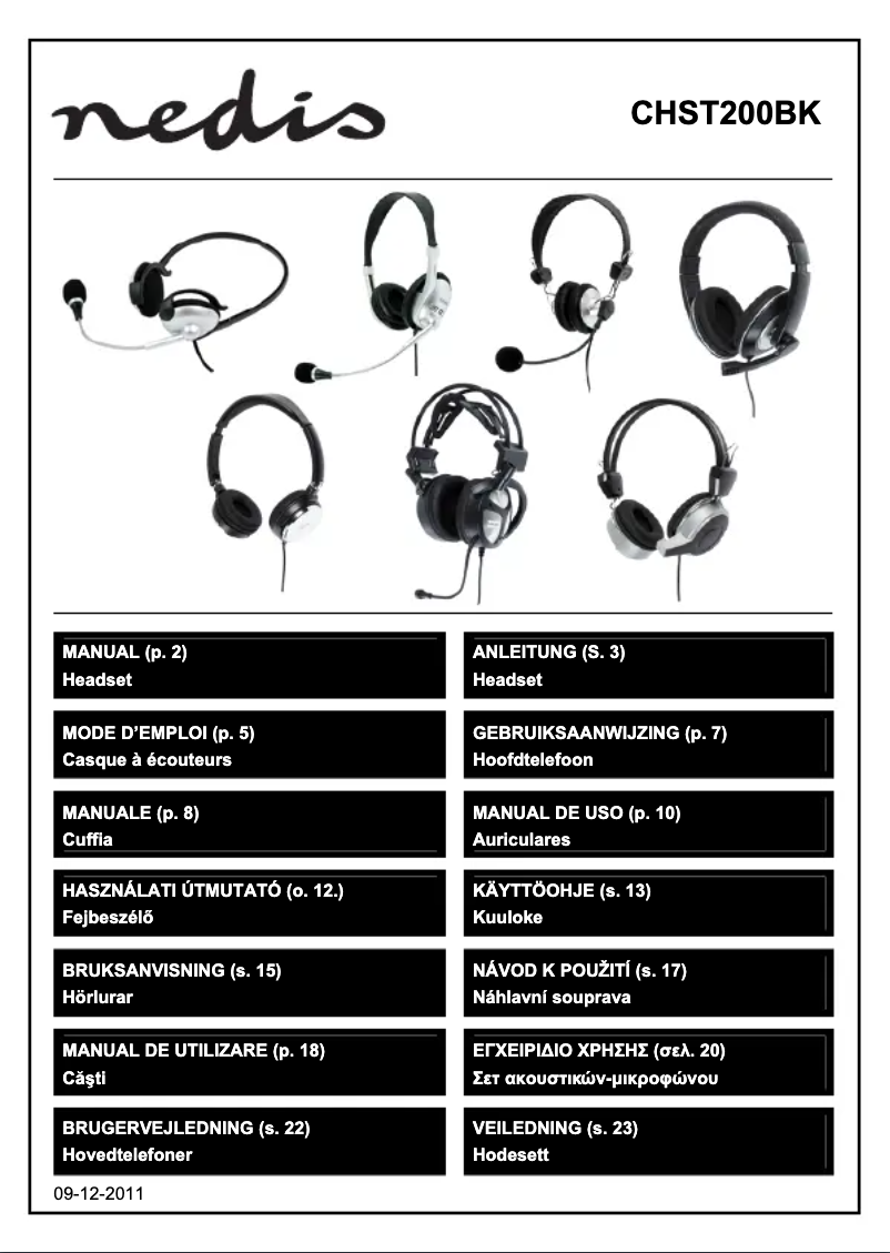Page n°1 - Manuel utilisateur Nedis CHST200BK