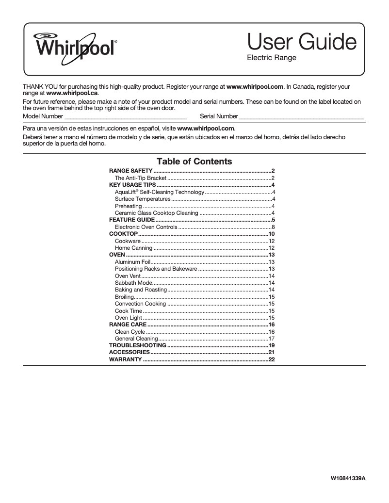 Image de la première page du manuel de l'appareil YWEE745H0FH