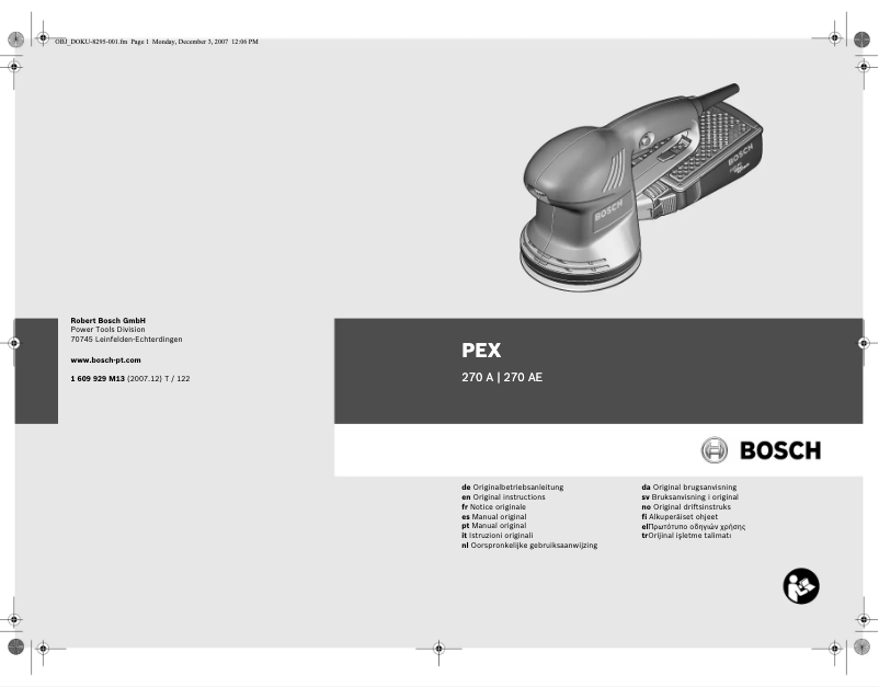 Página 1 del manual Manual de usuario Bosch PEX 270 AE