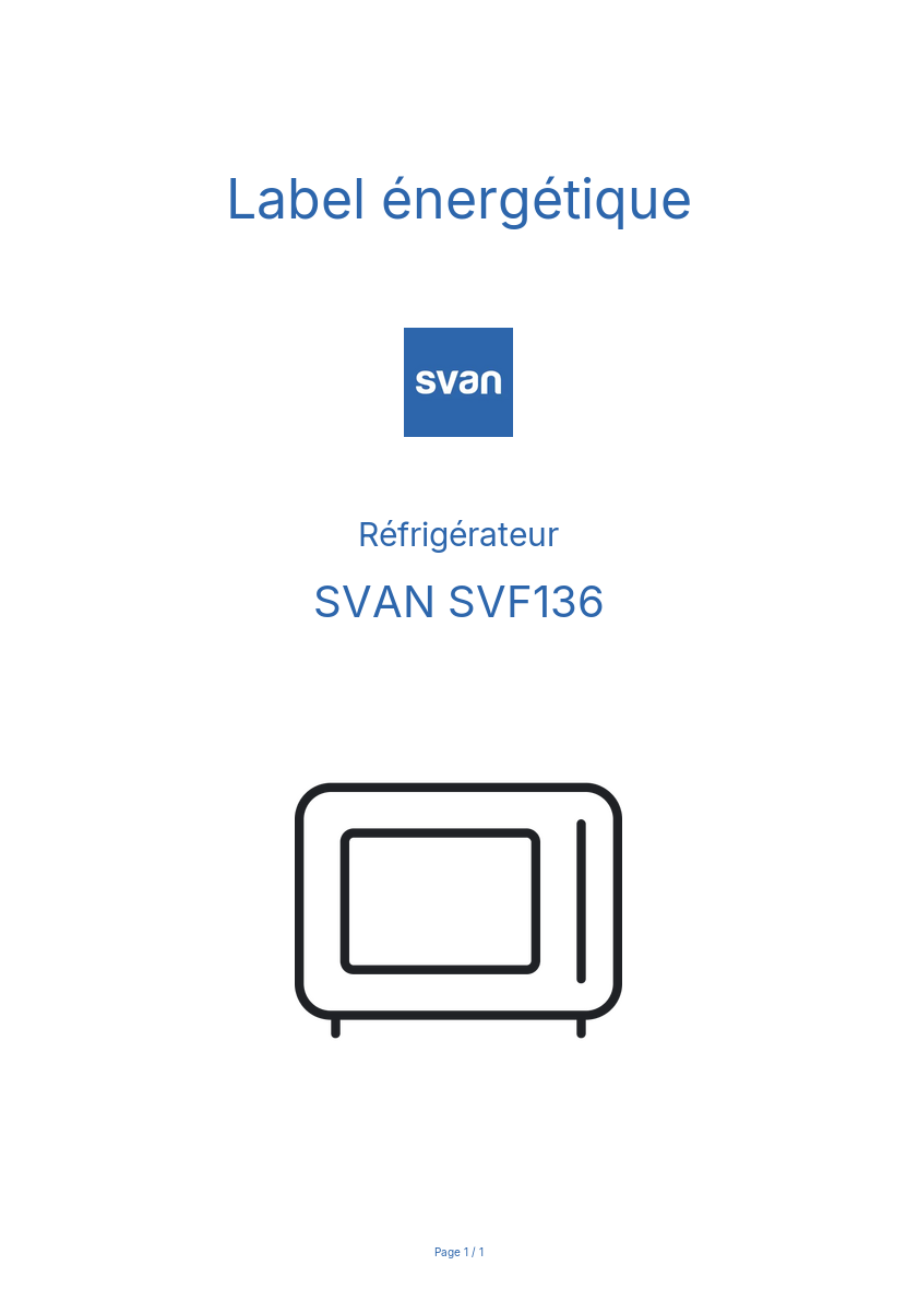 Page n°1 - Label énergétique SVAN SVF136