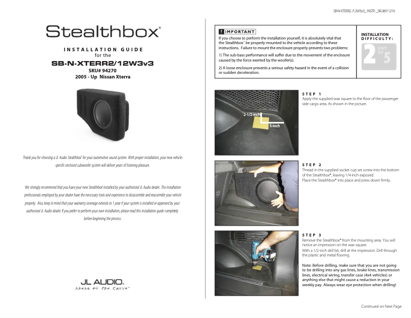 Image de la première page du manuel de l'appareil Stealthbox SB-N-XTERR2/12W3v3