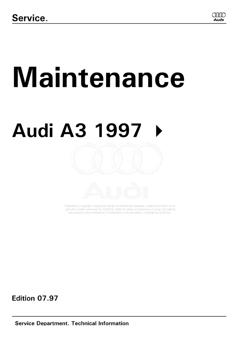 Page 1 de la notice Manuel utilisateur Audi A3 (1997)