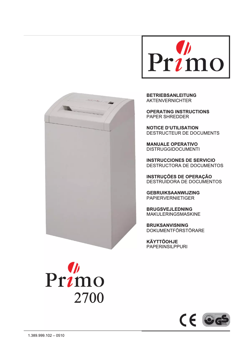 Page 1 de la notice Manuel utilisateur Primo 2700 Office