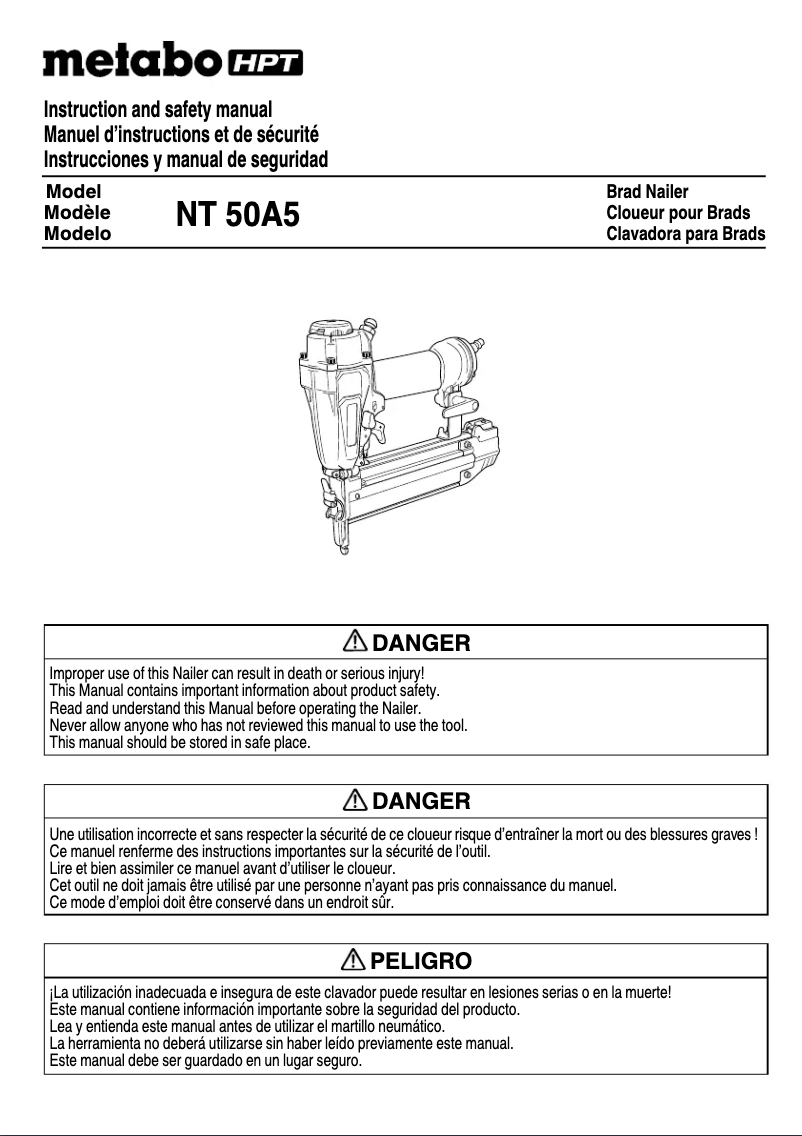 Page 1 de la notice Manuel utilisateur Metabo NT50A5